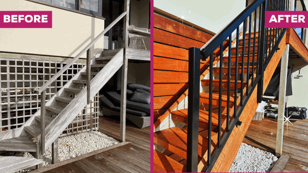 Stairs balcony before and after