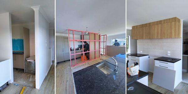 Before photos open plan kitchen and living